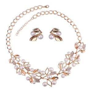 Elegant Gold-Plated Pearl Choker Set with Earrings