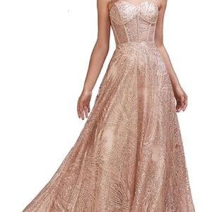 Strapless Glitter Prom Dress with Illusion Bodice