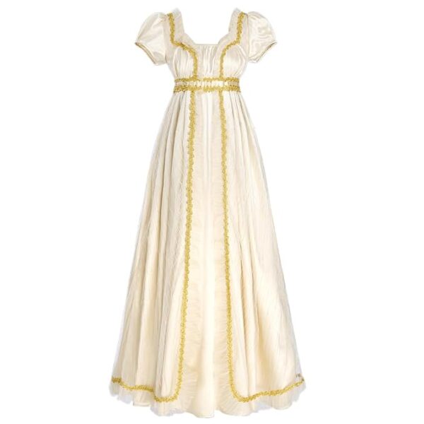 Victorian-Style Champagne Gold Evening Dress