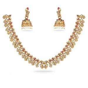 Handcrafted Gold-Plated Ruby & Emerald Jewelry Set