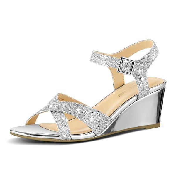 Casual Low Wedge Sandals with Ankle Strap